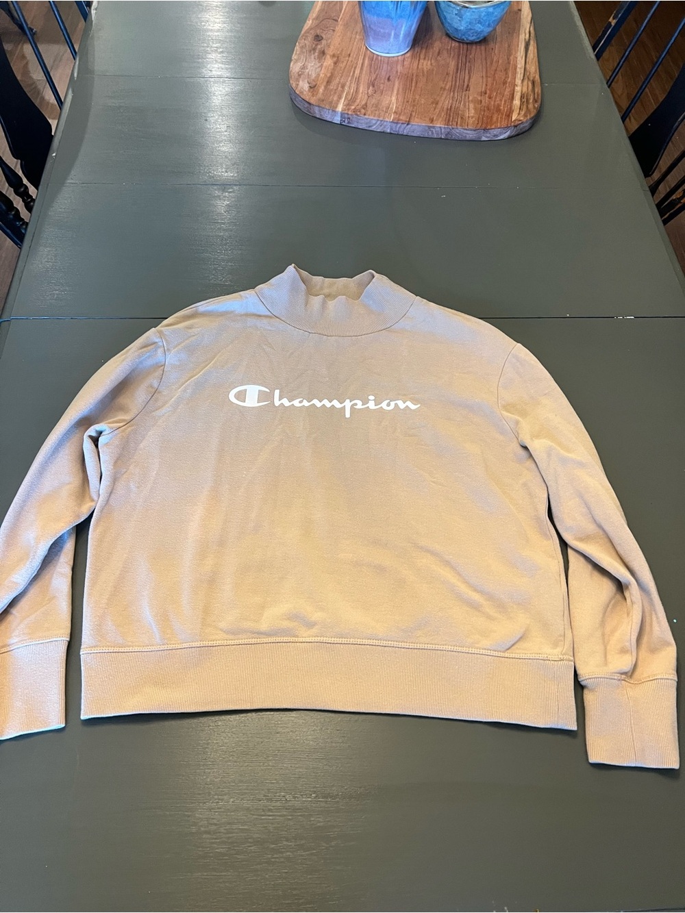 Champion Mock Neck Sweatshirt in Beige